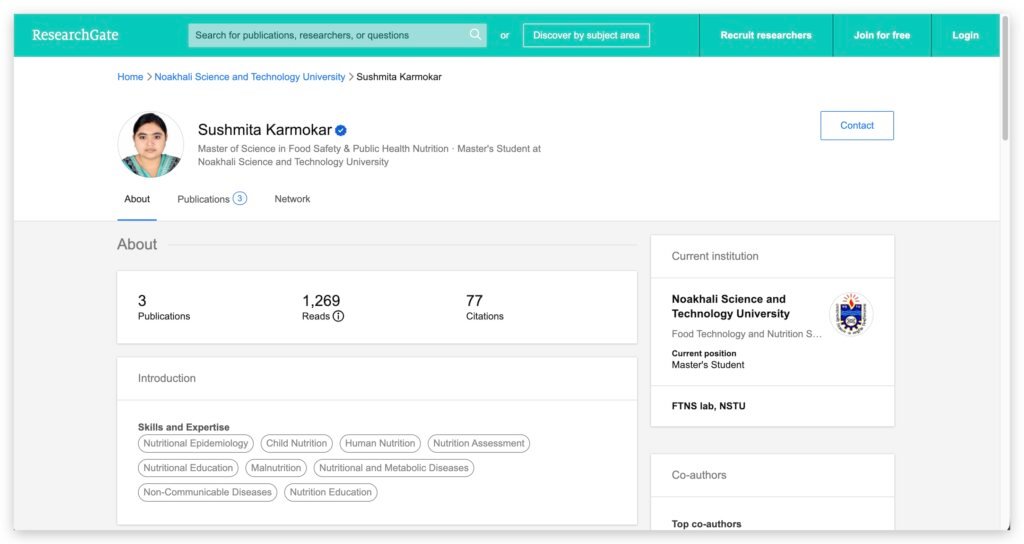 Researchgate Publication Profile